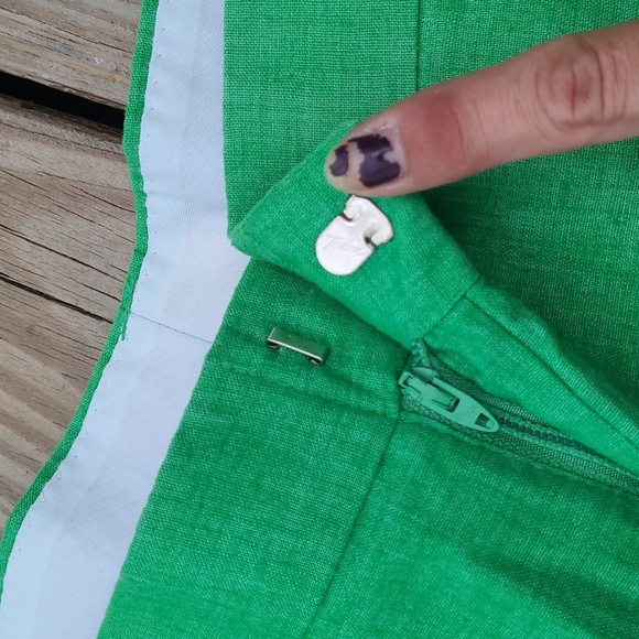 Vintage 60s 70s Bright Grass Green Full Length Fitted Pants No Size Tag - Picture 9 of 17